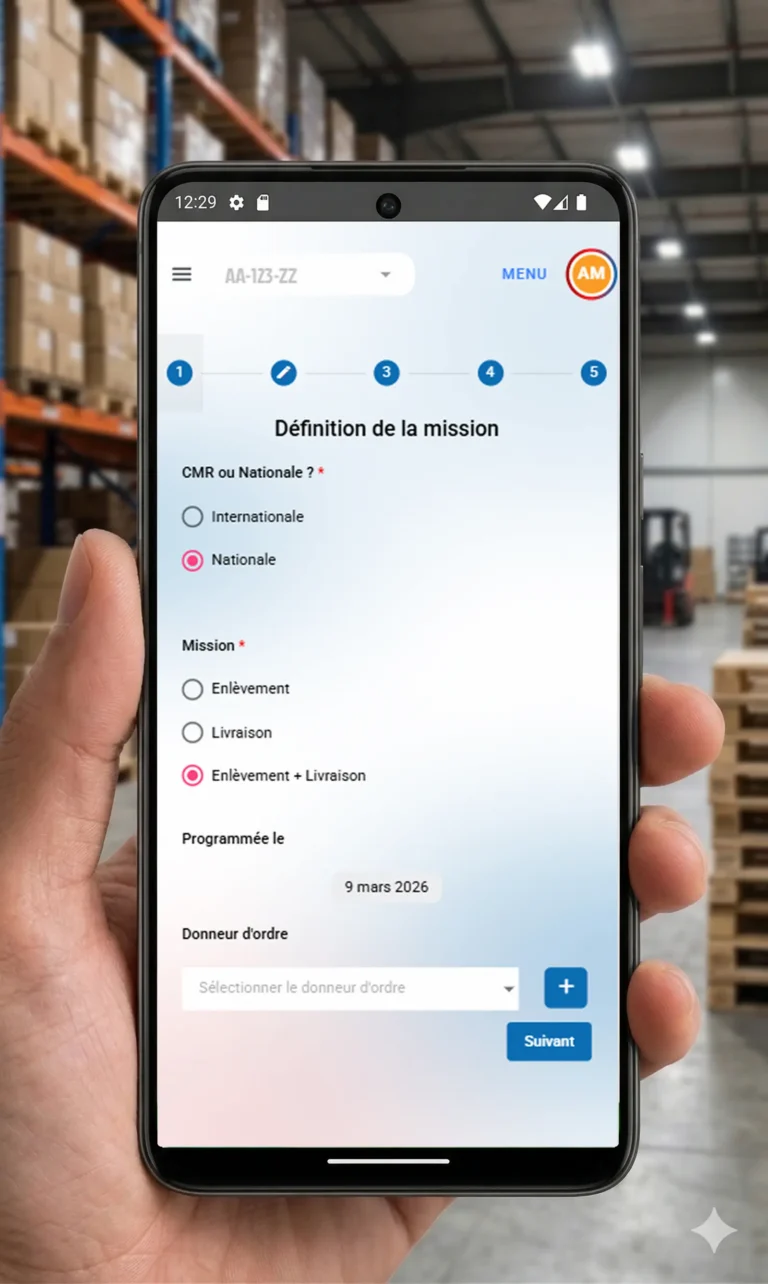 Docutrans - eCMR - creer mission transport sur mobile - step 1