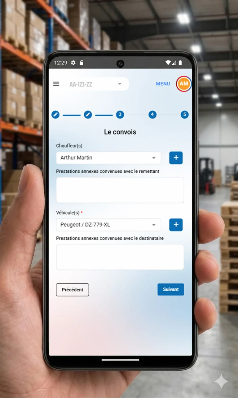 Docutrans - eCMR - creer mission transport sur mobile - step 3